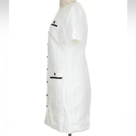 Ann Taylor LOFT White Tweed V-Neck Pocket Sheath Dress Bloggers Favorite Size 00 - Picture 6 of 12